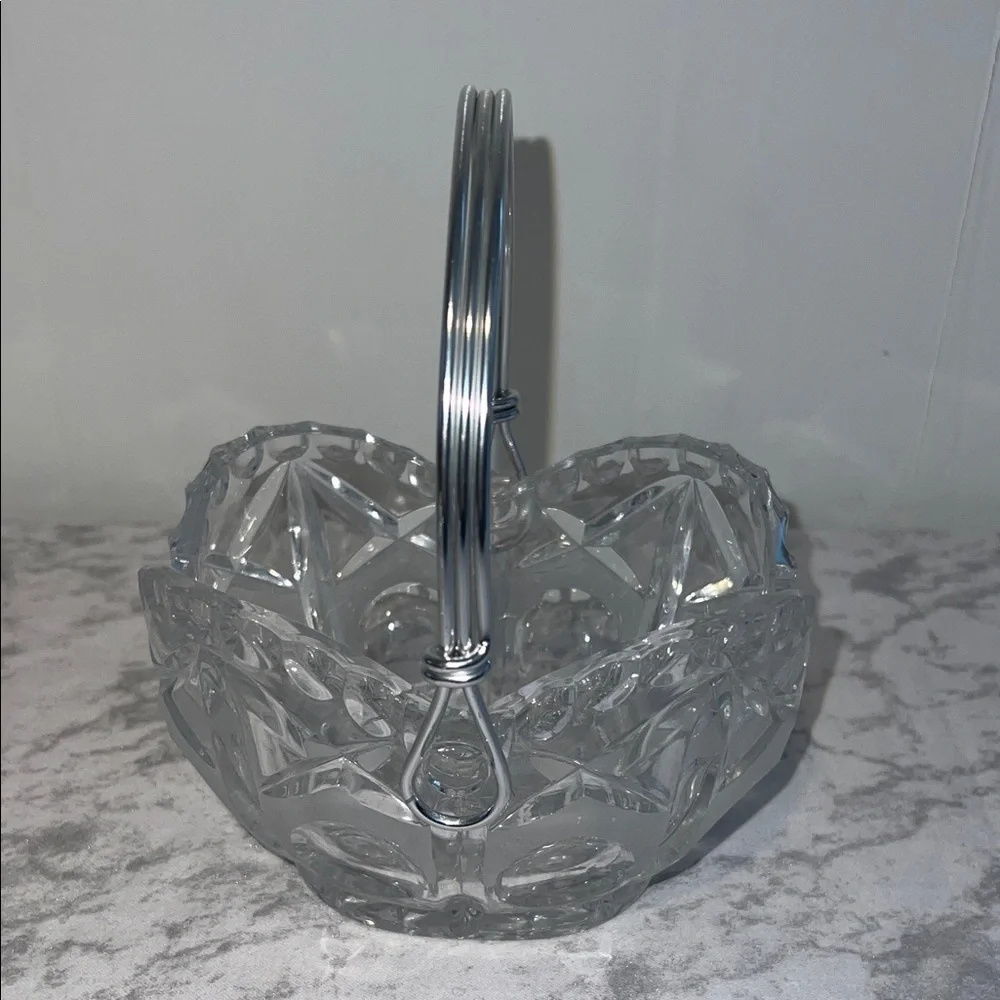 Crystal Basket with Silver Handle